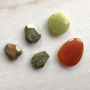 Faceted stone beads - green/brown/amber